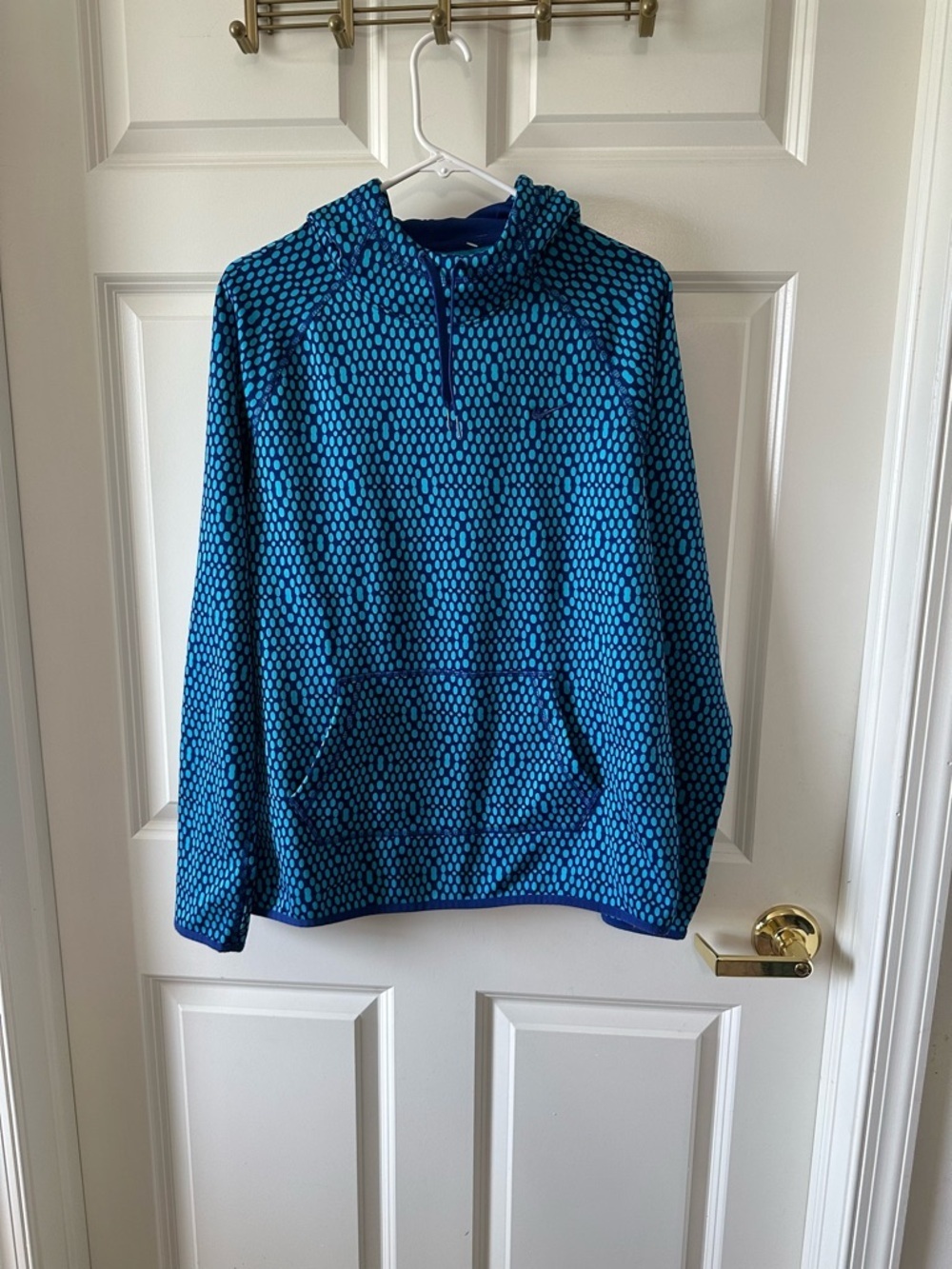 Nike Therma DRI-FIT Pullover Blue Pebble Design Hoodie Size L